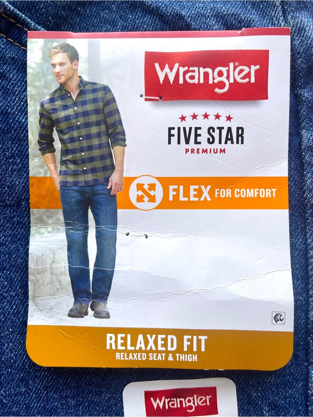 NWT Wrangler Five Star Premium Denim Relaxed Fit Flex Jeans 34x32 Medium Wash